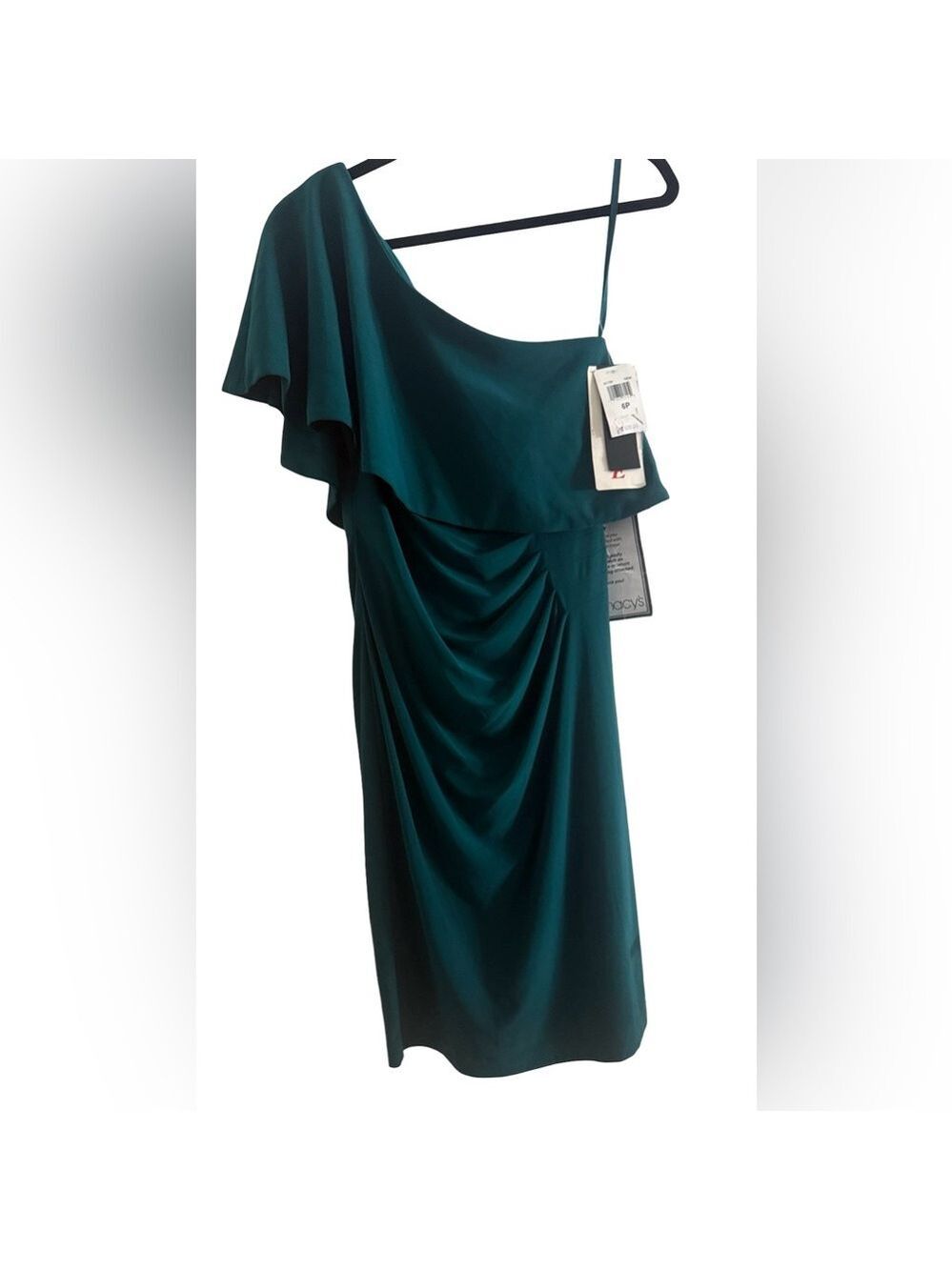 NWT X by XSCAPE One Shoulder Cocktail Dress Teal Size 6 $109 Scuba Crepe Formal